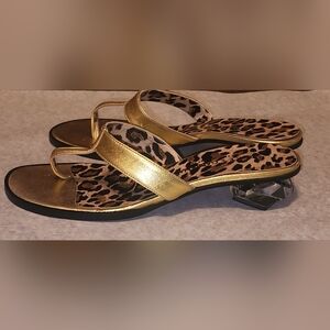Dolce Gabbana Leather Gold Slides Sandals